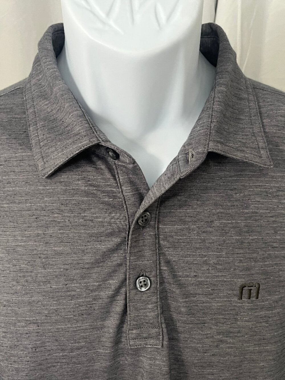 ⛳ Travis Mathew Men’s Gray Marled Detail Short Sleeve Golf Polo Shirt M EUC 🏌️